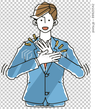 拍手を送るスーツ姿のビジネスマンの男性のイラスト 拍手を送るスーツ姿のビジネスマンの男性のイラスト 89920542