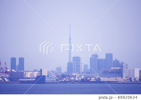 東京スカイツリーが見える湾岸風景 東京スカイツリーが見える湾岸風景 89920634