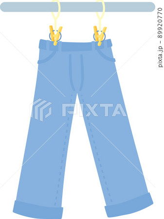 洗濯物_干したデニムパンツ 89920770
