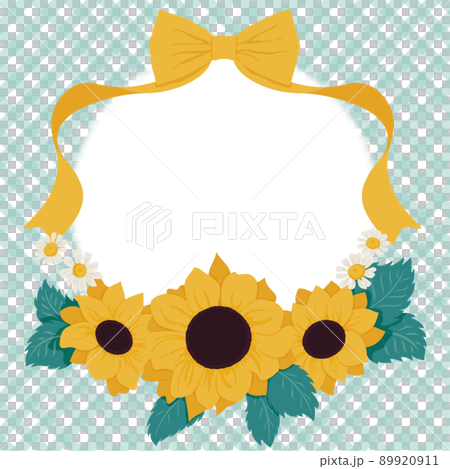 向日葵絲帶花環風格框架 向日葵絲帶花環風格框架 89920911