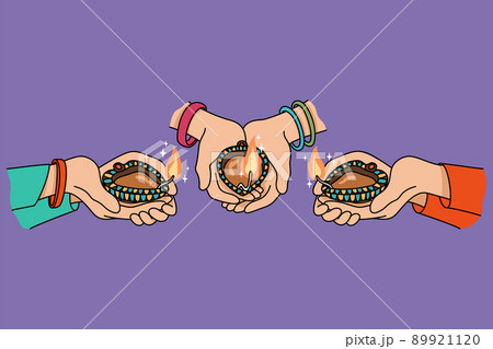 People holding oil laps celebrate Diwali festival People holding oil laps celebrate Diwali festival 89921120