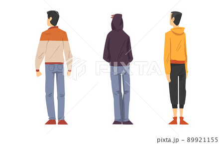 Set of standing young men in casual clothes cartoon vector illustration Set of standing young men in casual clothes cartoon vector illustration 89921155