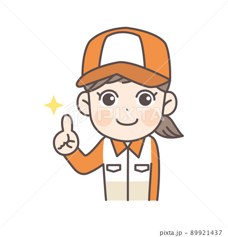 指差しするガソリンスタンドスタッフ女性のイラスト 指差しするガソリンスタンドスタッフ女性のイラスト 89921437