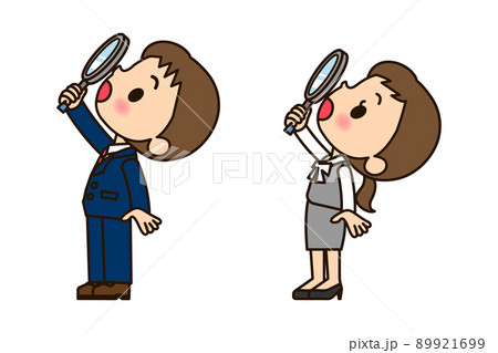 ビジネス男女1_虫眼鏡で覗く　横向き 89921699