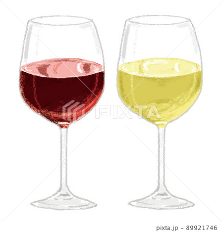 手描きタッチの赤ワインと白ワイングラスのイラスト素材