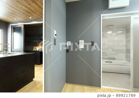 デザイナーズハウス お洒落な洗面脱衣室 89921789