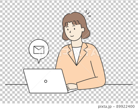 パソコン操作をするビジネスウーマン　メール 89922400