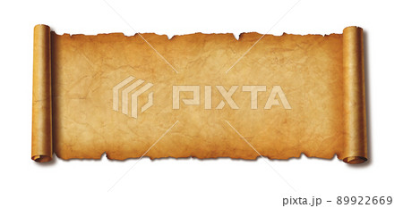 Old paper horizontal banner. Parchment scroll isolated on white with shadow 89922669
