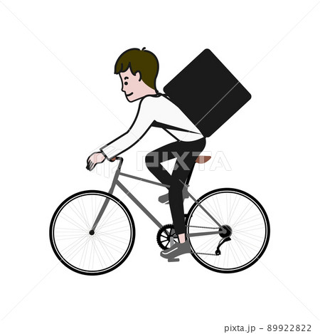J自転車に乗る人のポップで可愛い線画ベクターイラストのイラスト素材 9222