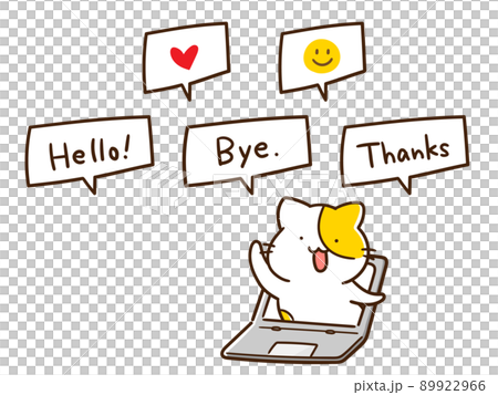 Cute cat balloon illustration set that talks from the screen 89922966
