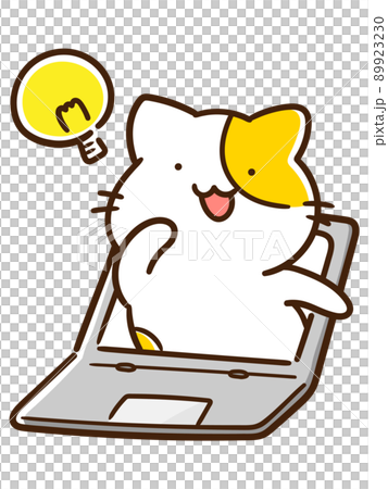 可愛貓咪的手寫風格插圖，激發您使用電腦的靈感 89923230