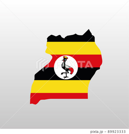 Uganda national flag in country map silhouette