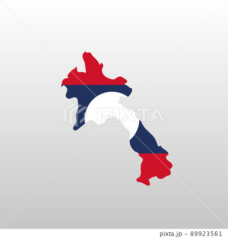 Laos national flag in country map silhouette 89923561