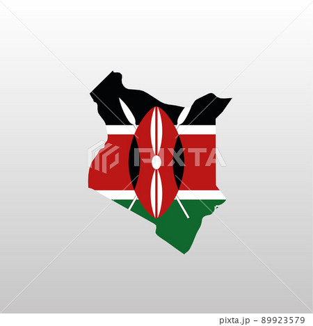 Kenya national flag in country map silhouette
