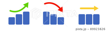 棒グラフのアイコンセット。成長・横ばい・衰退 棒グラフのアイコンセット。成長・横ばい・衰退 89923826