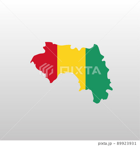 Guinea national flag in country map silhouette