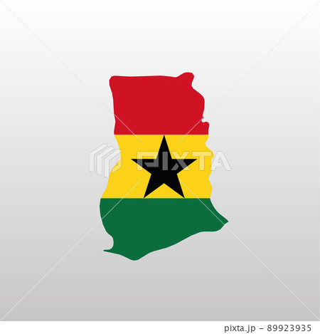 Ghana national flag in country map silhouette