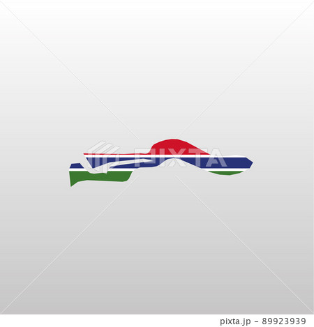 Gambia national flag in country map silhouette