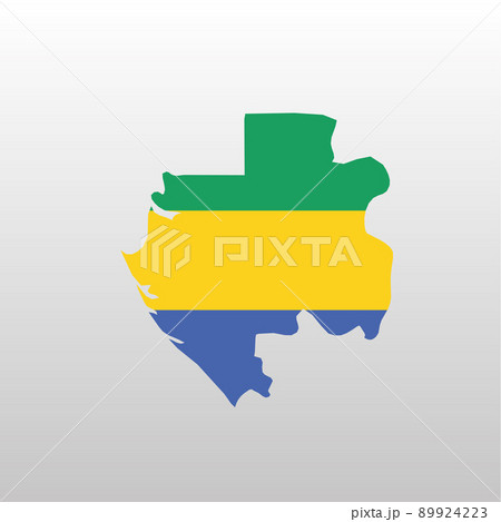 Gabon national flag in country map silhouette