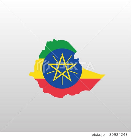 Ethiopia national flag in country map silhouette