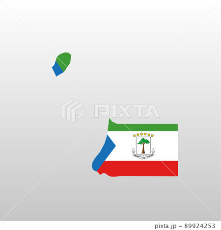 Equatorial Guinea national flag in country map silhouette