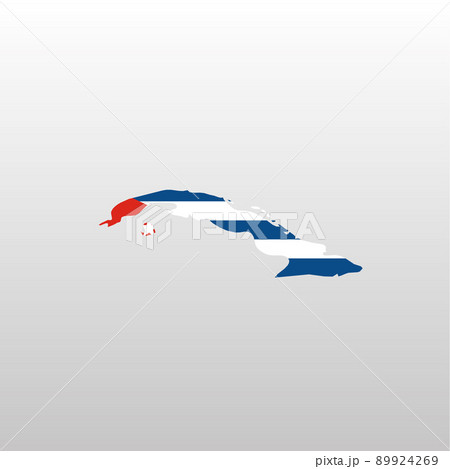 Cuba national flag in country map silhouette 89924269