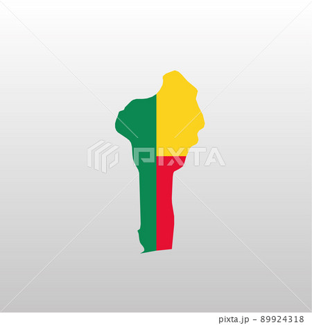 Benin national flag in country map silhouette Benin national flag in country map silhouette 89924318