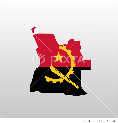 Angola national flag in country map silhouette