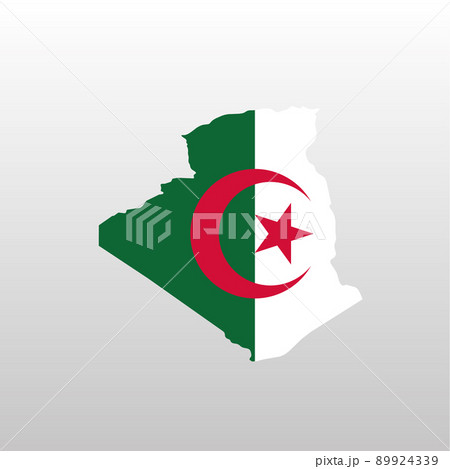 Algeria national flag in country map silhouette