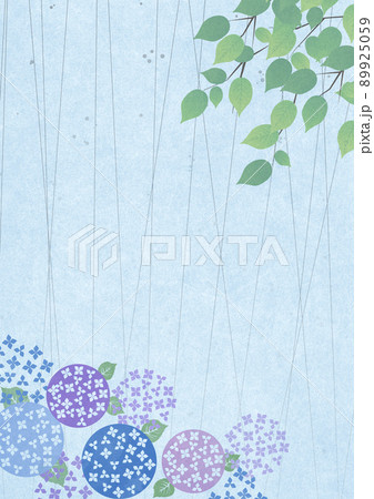 アジサイのイラスト　和紙の風合い　 89925059