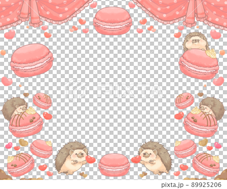 Hedgehog and Macaron Heart Frame Red ver Hedgehog and Macaron Heart Frame Red ver 89925206