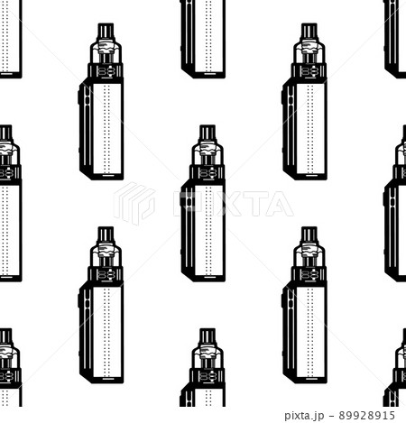 Seamless pattern with pictograms of e-cigarettes black on white 89928915