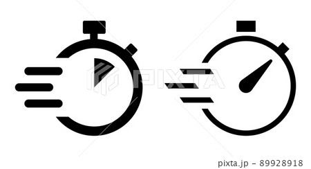 最短スピードで制限時間のストップウォッチのベクターアイコン白黒セット素材 最短スピードで制限時間のストップウォッチのベクターアイコン白黒セット素材 89928918