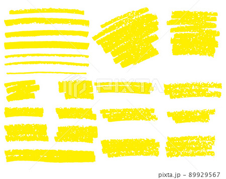 Vector yellow highlighter brush lines. Hand drawing. Vector 89929567