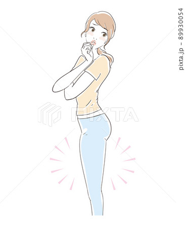 太ももの脂肪が気になる可愛い女性 太ももの脂肪が気になる可愛い女性 89930054