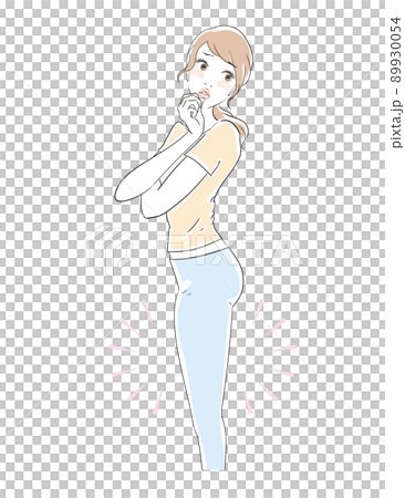 太ももの脂肪が気になる可愛い女性 太ももの脂肪が気になる可愛い女性 89930054