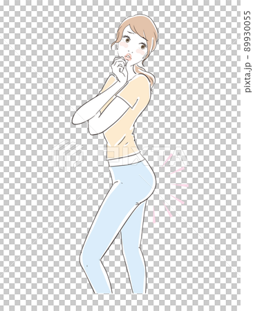 お尻の脂肪が気になる可愛い女性 お尻の脂肪が気になる可愛い女性 89930055