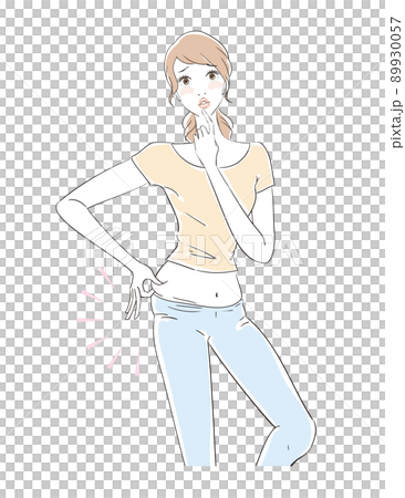 A cute woman who cares about belly fat 89930057