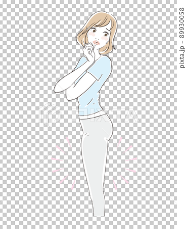 A cute woman who is worried about the fat of her thighs 89930058