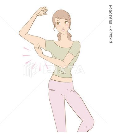 二の腕の脂肪を気にする可愛い女性 二の腕の脂肪を気にする可愛い女性 89930064