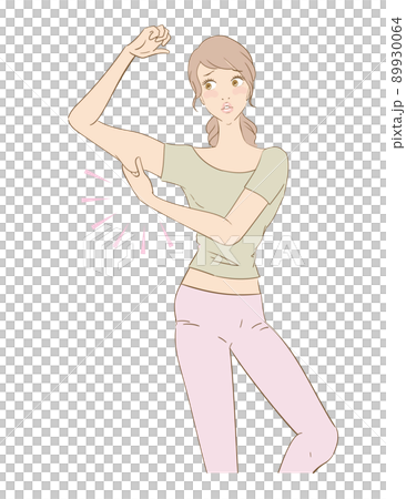 二の腕の脂肪を気にする可愛い女性 二の腕の脂肪を気にする可愛い女性 89930064