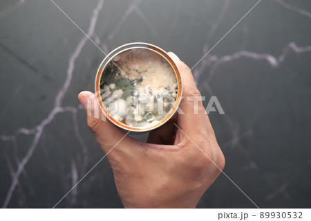 mildew in a canned food Spoiled products mildew in a canned food Spoiled products 89930532