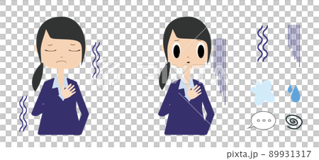 An office worker who feels sick and puts his hand on his chest An office worker who feels sick and puts his hand on his chest 89931317