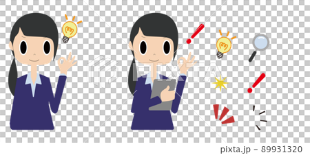 An office worker who puts out an OK mark with a sharp face An office worker who puts out an OK mark with a sharp face 89931320