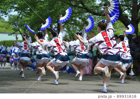 徳島市阿波踊り　春の祭典　有名連の女ハッピ踊り 89931616