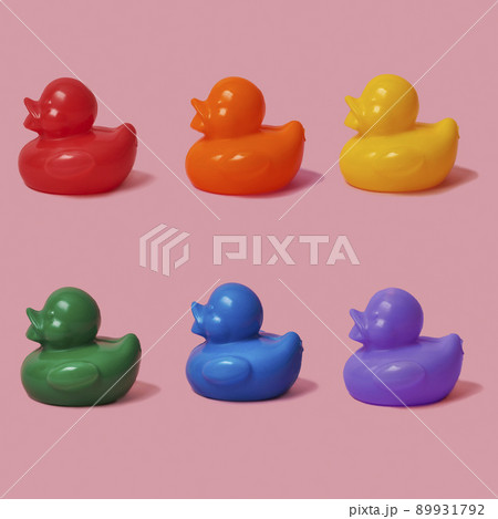 rubber ducks with the colors of the rainbow flag 89931792