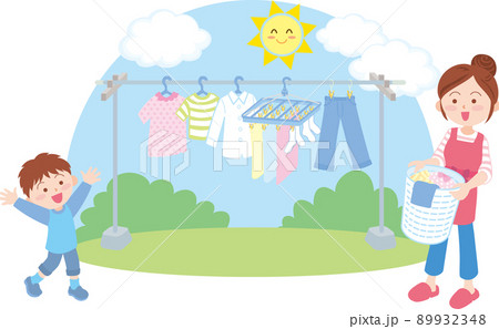 洗濯_外干し_人物背景あり 89932348