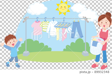洗濯_外干し_人物背景あり 89932348