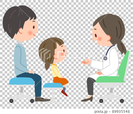 兒科醫生和病人的父母和孩子看的插圖 兒科醫生和病人的父母和孩子看的插圖 89935548