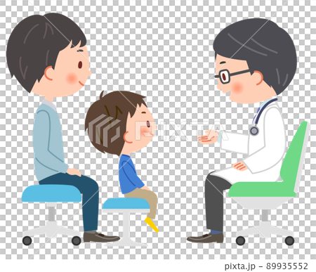 兒科醫生和病人的父母和孩子看的插圖 兒科醫生和病人的父母和孩子看的插圖 89935552